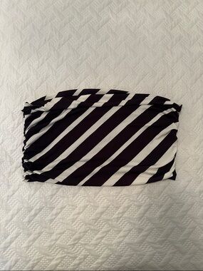 Target Black and White Striped Bandeau Crop Top